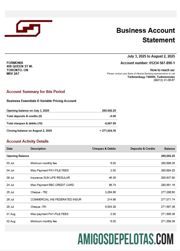 Em branco Turkmen Turkmenbashi Empresa Extrato de conta corrente modelo Word e PDF
